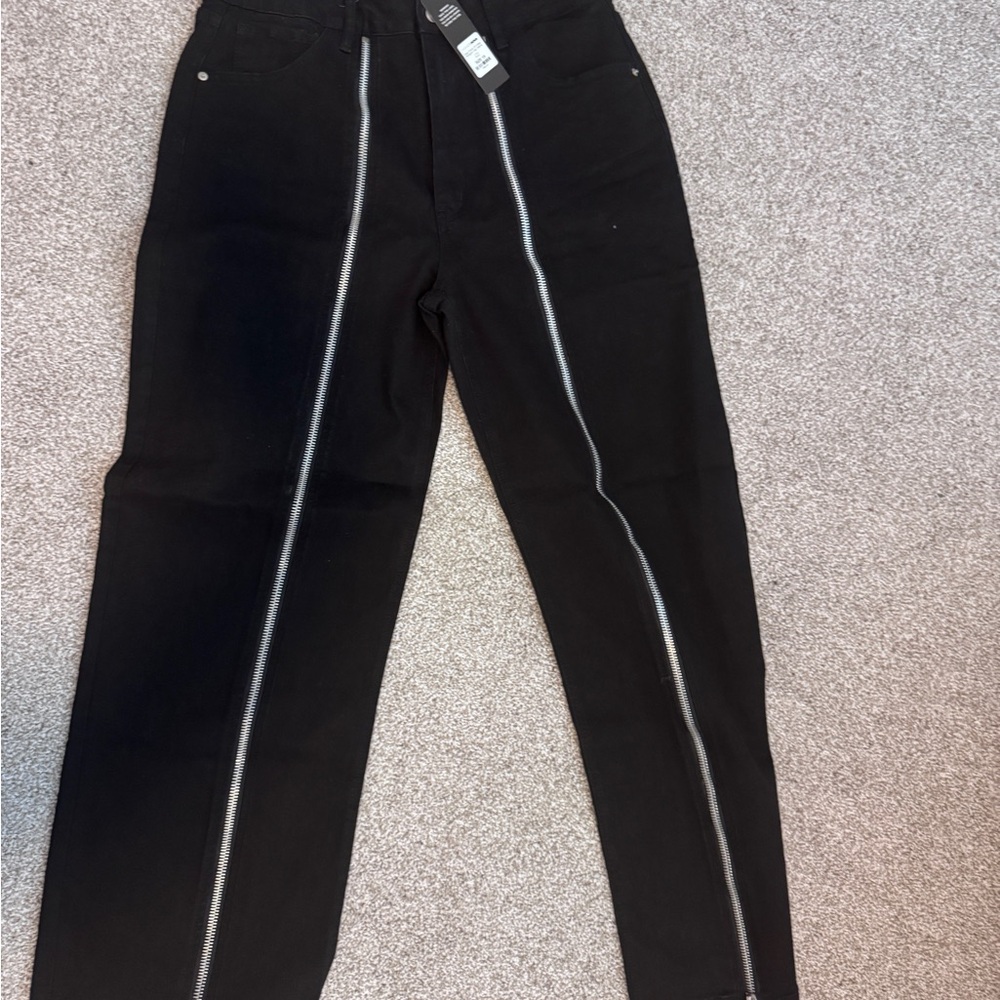 Fashion Nova Black Jeans with Silver Zipper